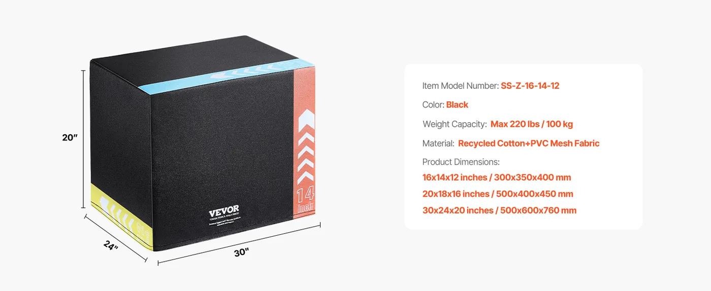 VEVOR 3 in 1 Plyometric Jump Box 16 x 14 x 12 inch Recycled feature 4