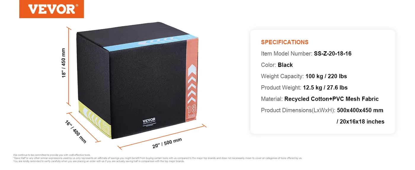 VEVOR 3 in 1 Plyometric Jump Box 20 x 18 x 16 inch Recycled feature 4