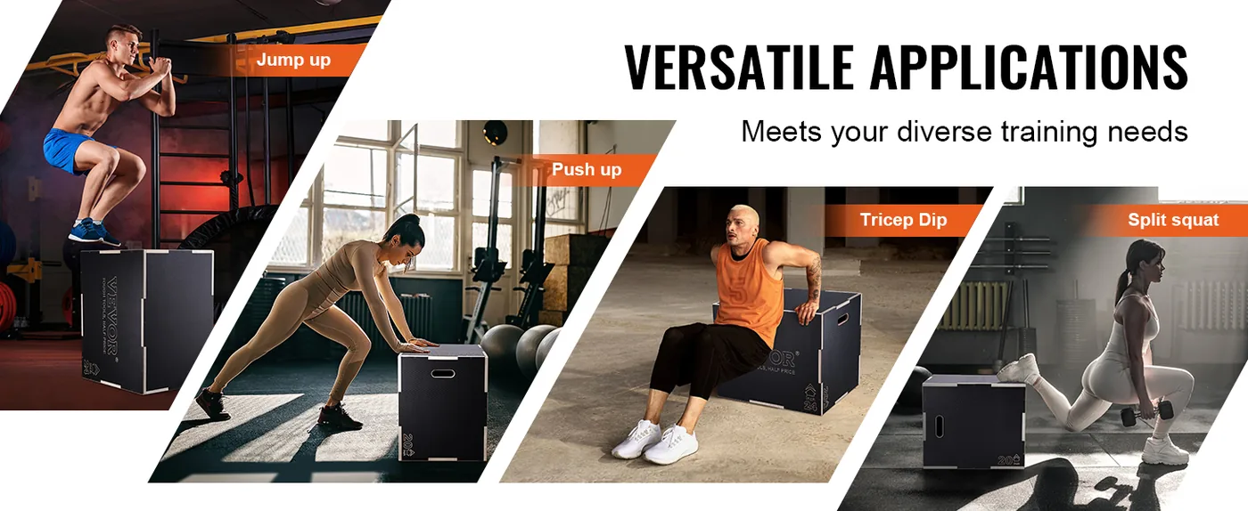 VEVOR 3 in 1 Plyometric Jump Box 30 x 24 x 20 inch Wooden Bo feature 3