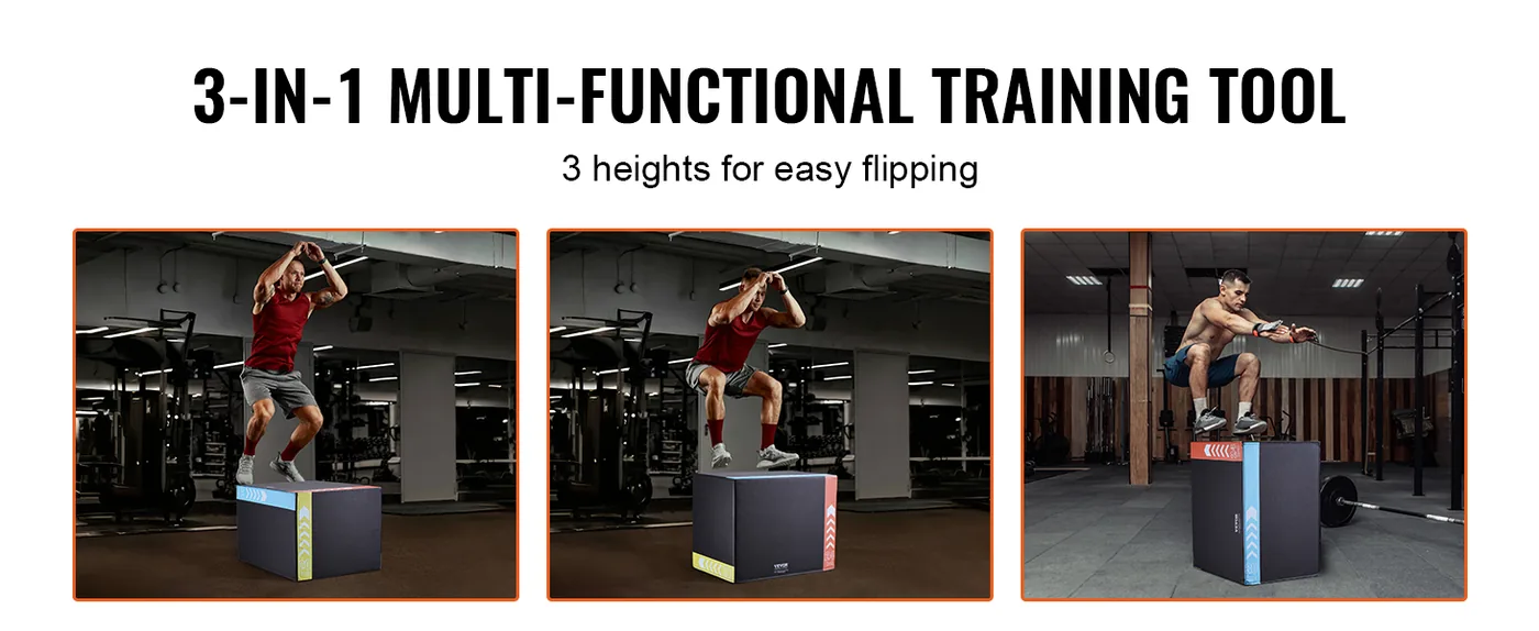 VEVOR 3 in 1 Plyometric Jump Box 30 x 24 x 20 inch Foam feature 1