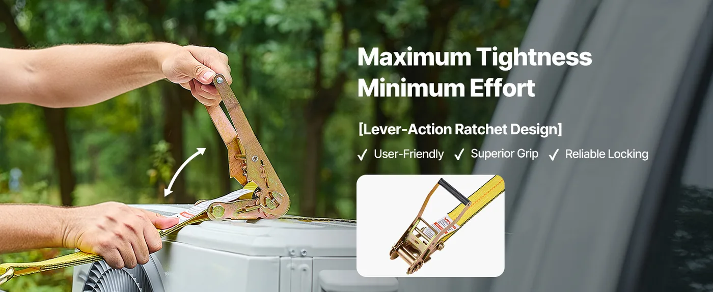VEVOR Ratchet Straps 2" x 30' 10-piece Set Effortless Tightening