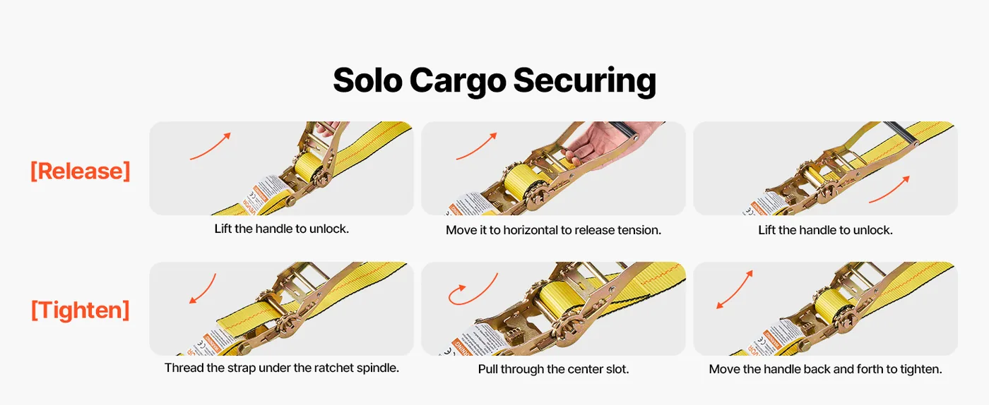 VEVOR Ratchet Straps 2" x 30' 4 Pcs-piece Set Easy to Operate