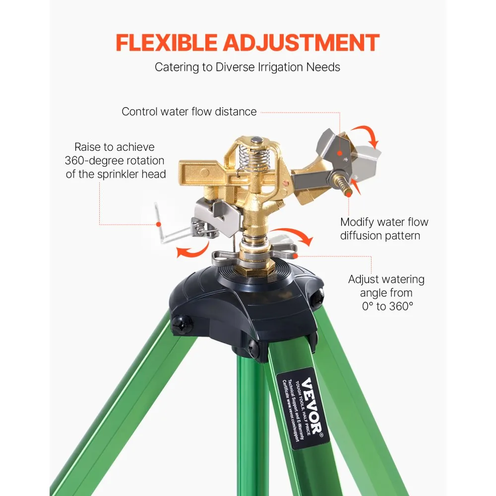 VEVOR Impact Sprinkler on Tripod Base 1 PC-37in-Green product image 4