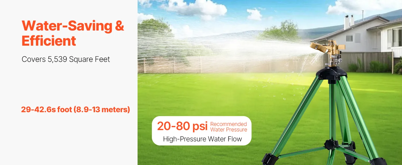 VEVOR Impact Sprinkler on Tripod Base 1 PC-37in-Green overview