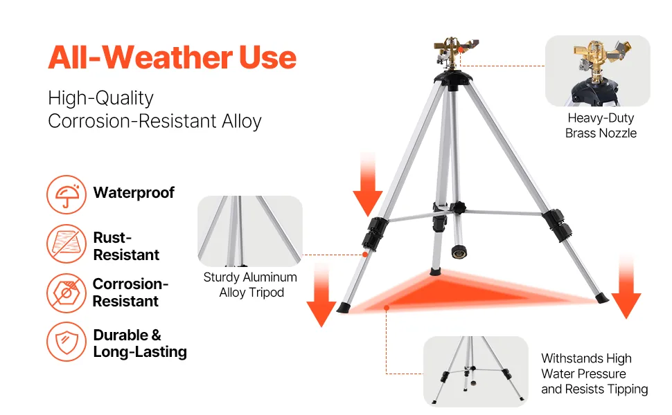 VEVOR Impact Sprinkler on Tripod Base 1 PC-50in-Grey feature 1