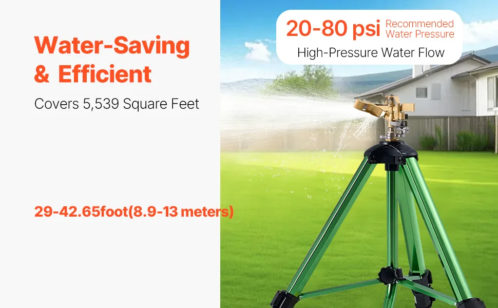 VEVOR Impact Sprinkler on Tripod Base 2 PCS-37in-Green overview