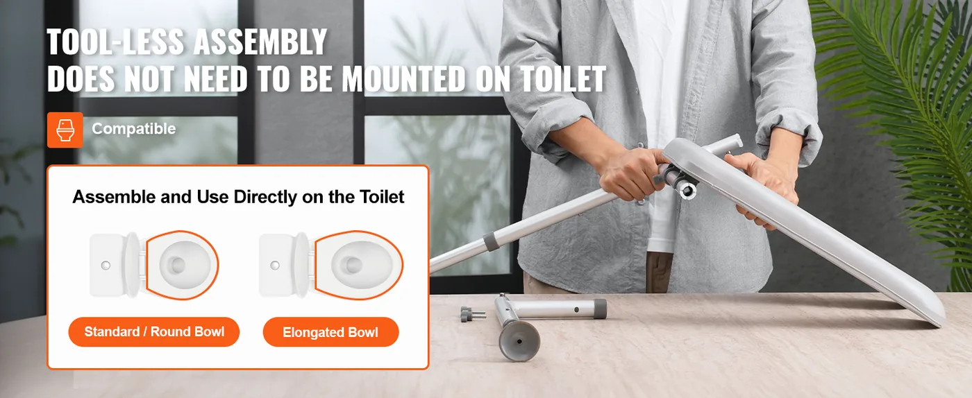 VEVOR Raised Toilet Seat 350 lbs Non-Adjustable Width Withou feature 2