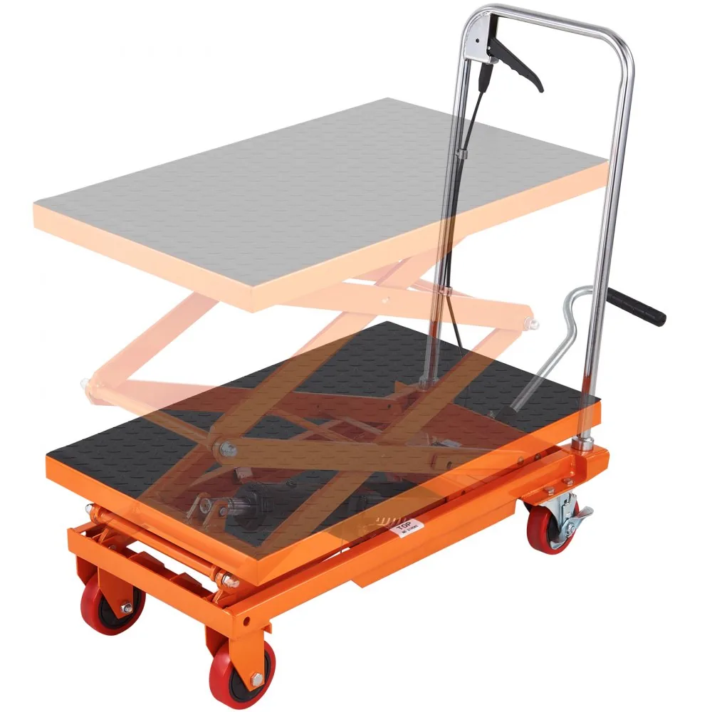 VEVOR Hydraulic Lift Table Cart Orange Double Scissor 330 lb product image 1
