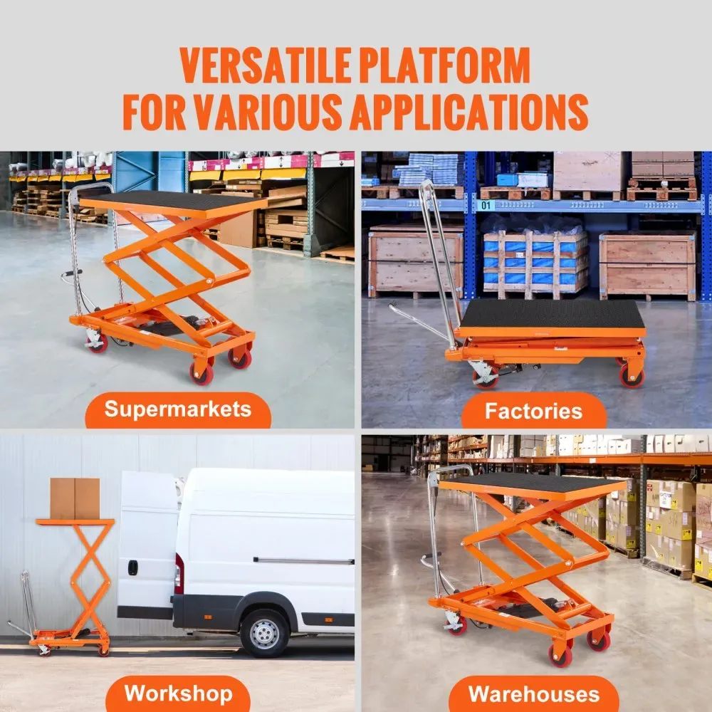 VEVOR Hydraulic Lift Table Cart Orange Double Scissor 330 lb product image 7
