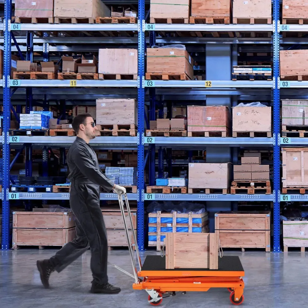 VEVOR Hydraulic Lift Table Cart Orange Double Scissor 330 lb product image 8