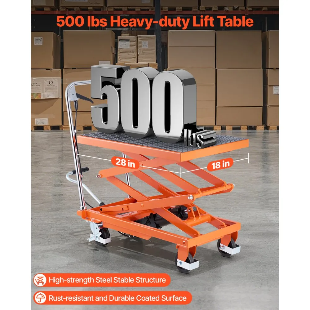 VEVOR Hydraulic Lift Table Orange Double Scissor 500 lbs product image 2