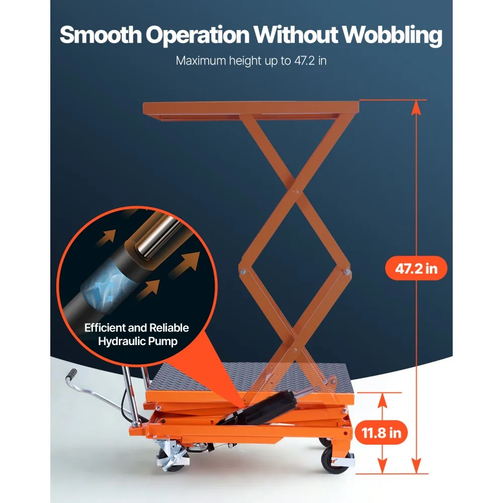 VEVOR Hydraulic Lift Table Orange Double Scissor 500 lbs product image 3