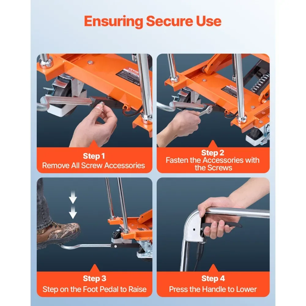 VEVOR Hydraulic Lift Table Orange Double Scissor 500 lbs product image 6