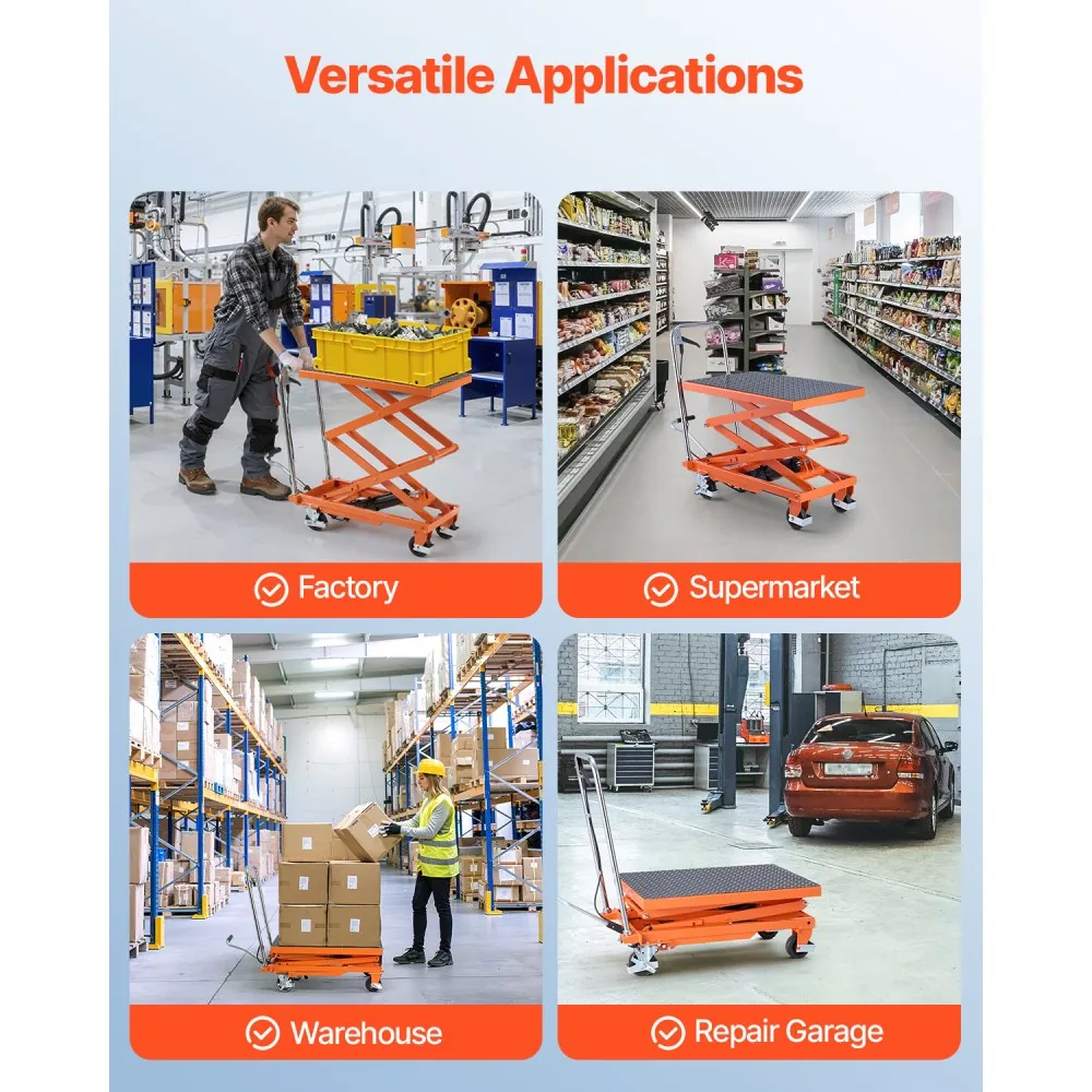 VEVOR Hydraulic Lift Table Orange Double Scissor 500 lbs product image 7