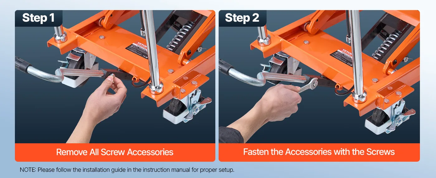 VEVOR Hydraulic Lift Table Orange Double Scissor 500 lbs Easy Installation