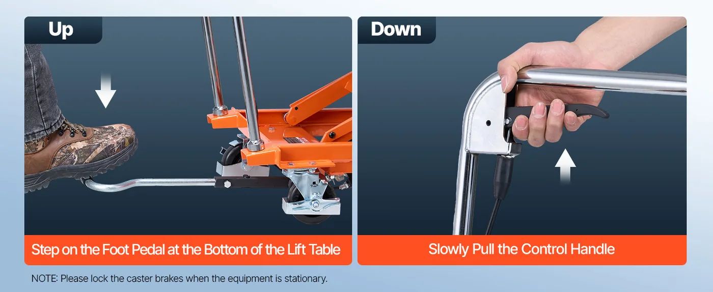 VEVOR Hydraulic Lift Table Orange Double Scissor 500 lbs Effortless Operation