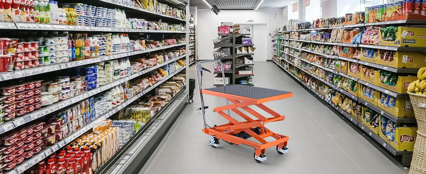 VEVOR Hydraulic Lift Table Orange Double Scissor 500 lbs Supermarket