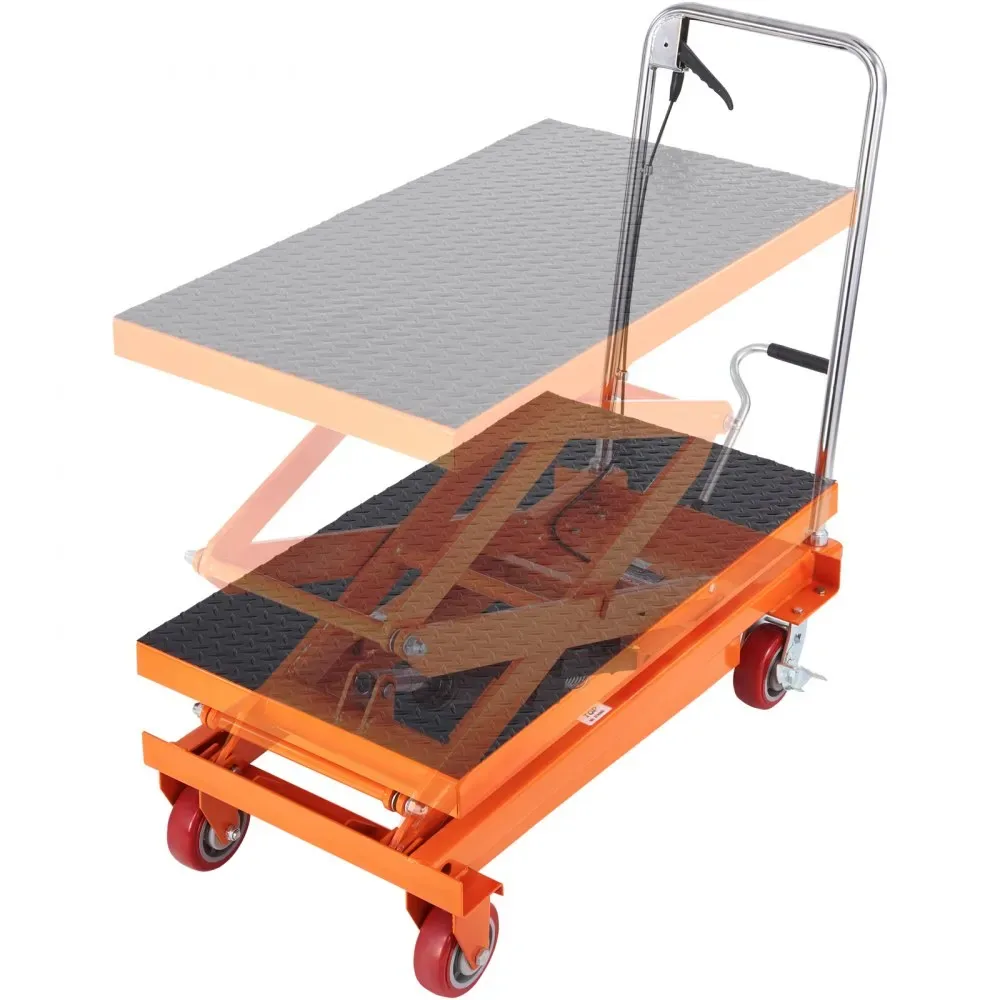 VEVOR Hydraulic Lift Table Cart Orange Double Scissor 770 lb product image 1