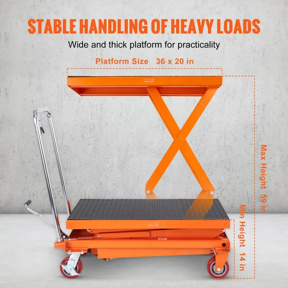 VEVOR Hydraulic Lift Table Cart Orange Double Scissor 770 lb product image 3