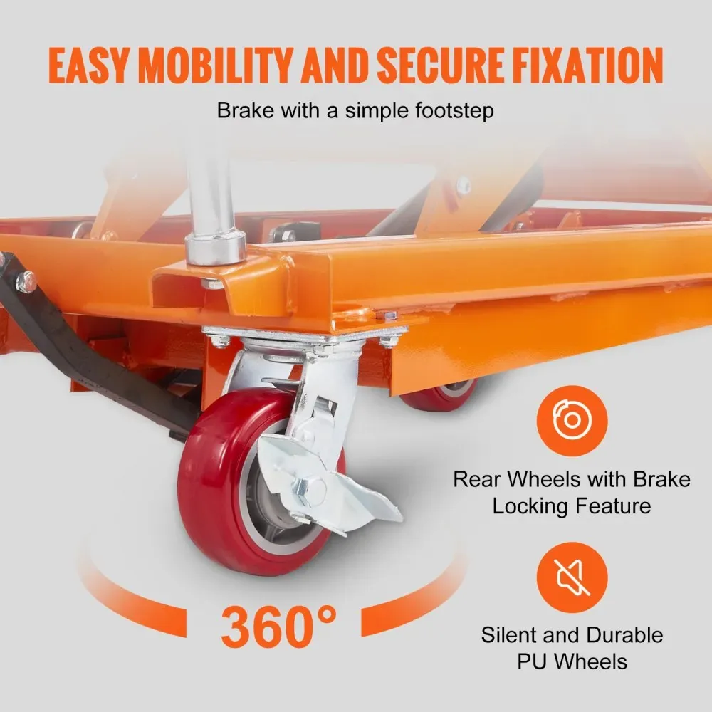 VEVOR Hydraulic Lift Table Cart Orange Double Scissor 770 lb product image 4