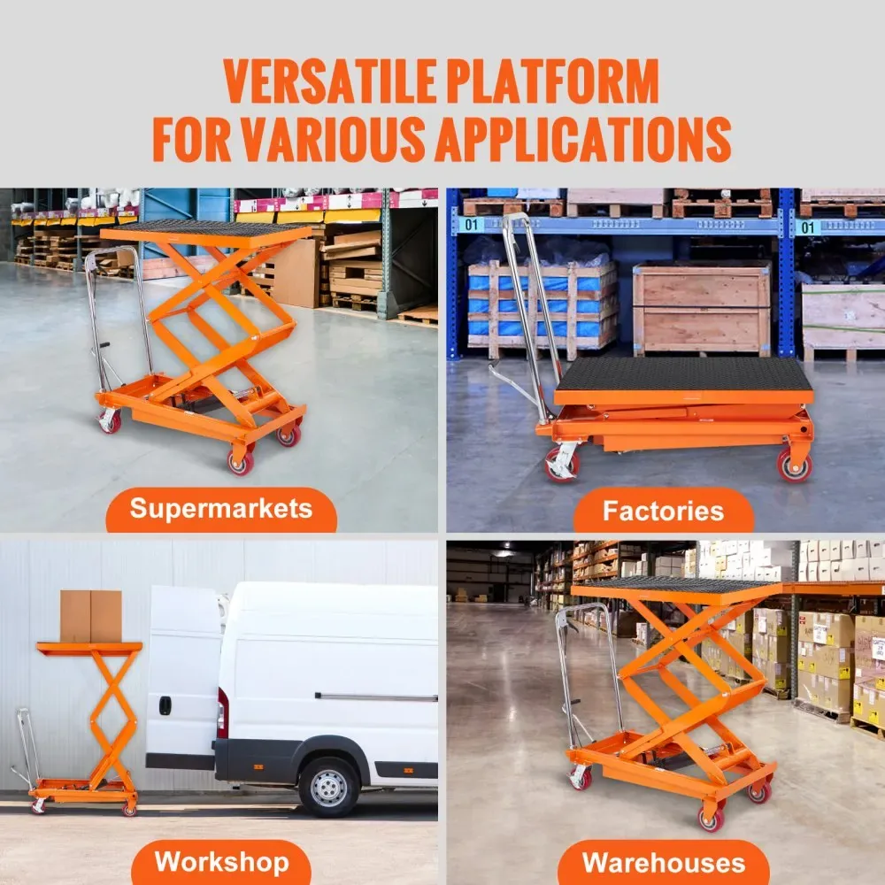 VEVOR Hydraulic Lift Table Cart Orange Double Scissor 770 lb product image 7