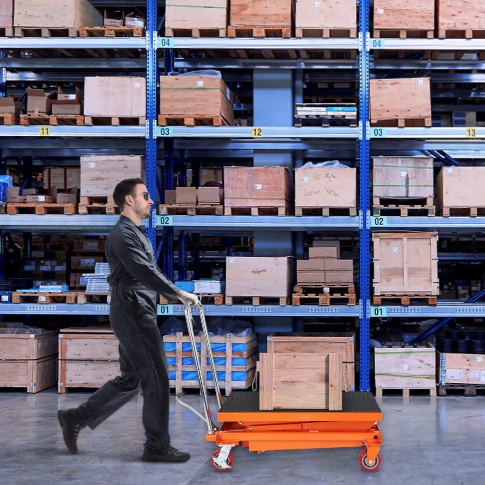 VEVOR Hydraulic Lift Table Cart Orange Double Scissor 770 lb product image 8