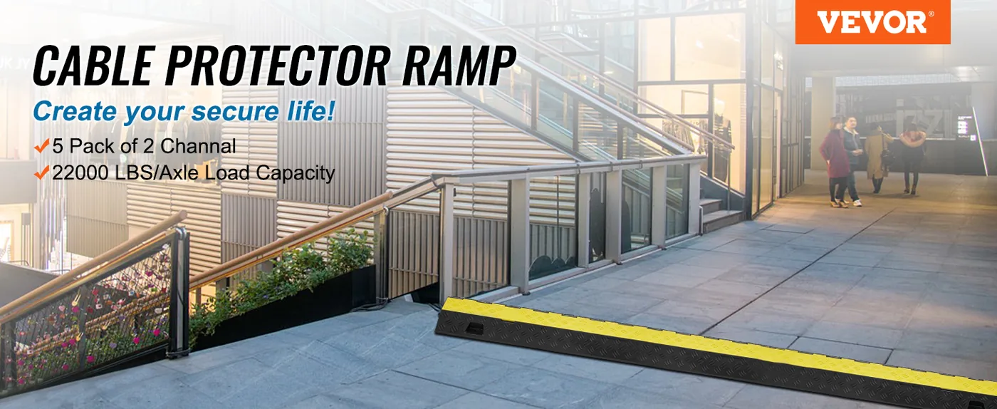VEVOR 5 pack 2 channel cable protector ramp overview