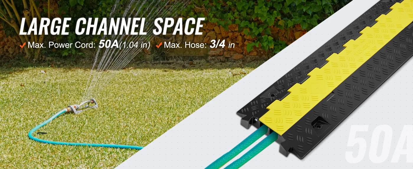 VEVOR 5 Pack 2 Channel Cable Protector Ramp 22,000 lbs Enough Space for Cables