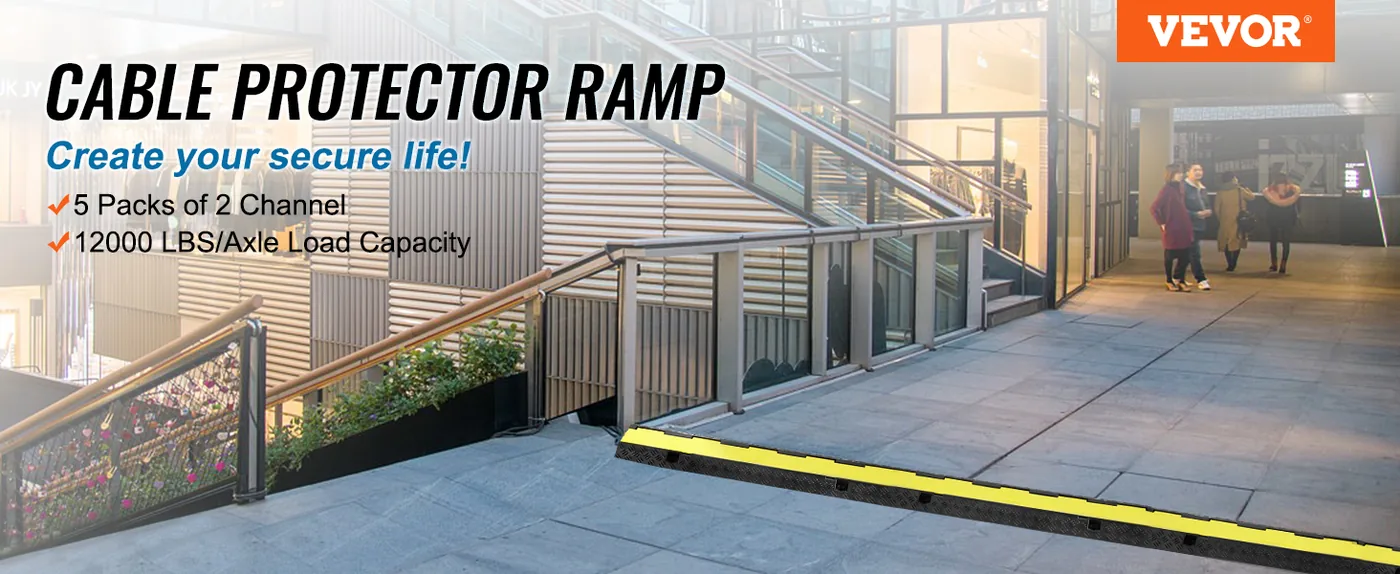 VEVOR 5 pack 2 channel cable protector ramp overview