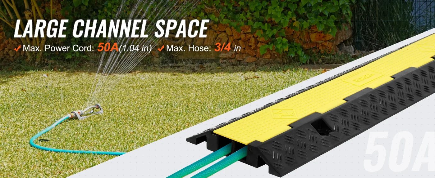 VEVOR 5 Pack 2 Channel Cable Protector Ramp 12,000 lbs Enough Space for Cables
