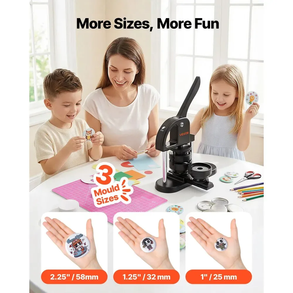 VEVOR Button Maker 1"&1.25"&2.25" Black 300 Pcs product image 2