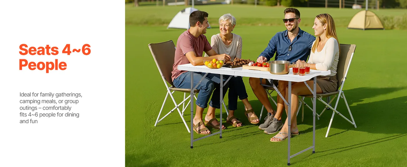 VEVOR Folding Table 4 ft White Large Space