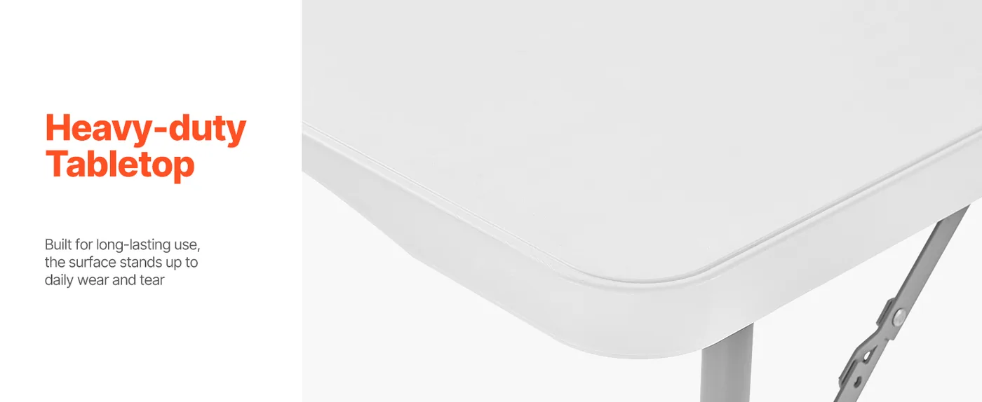 VEVOR Folding Table 4 ft White Durable Tabletop