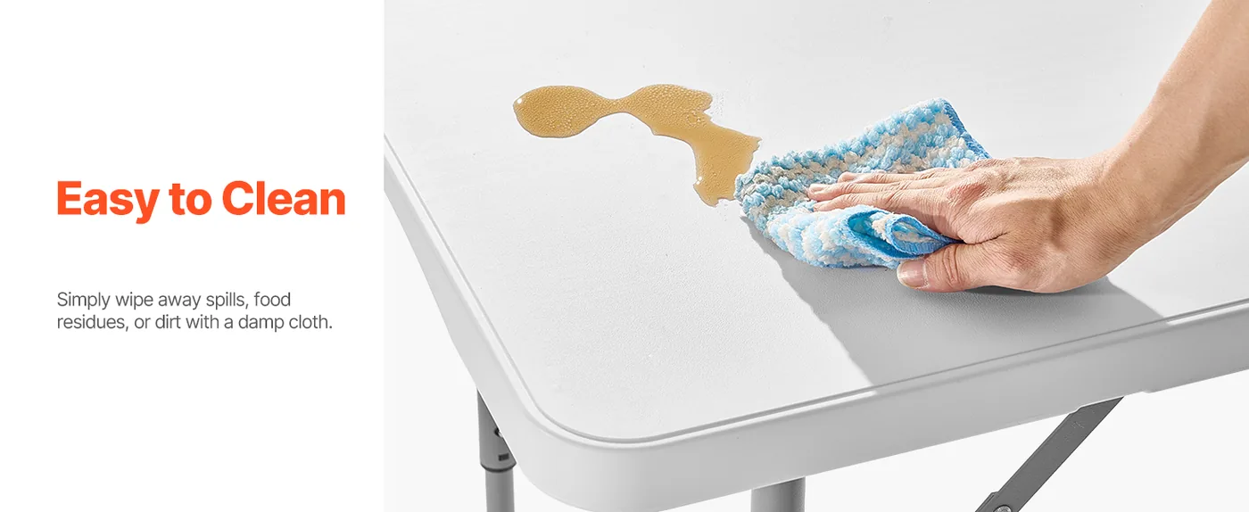 VEVOR Folding Table 4 ft White Easy to Clean
