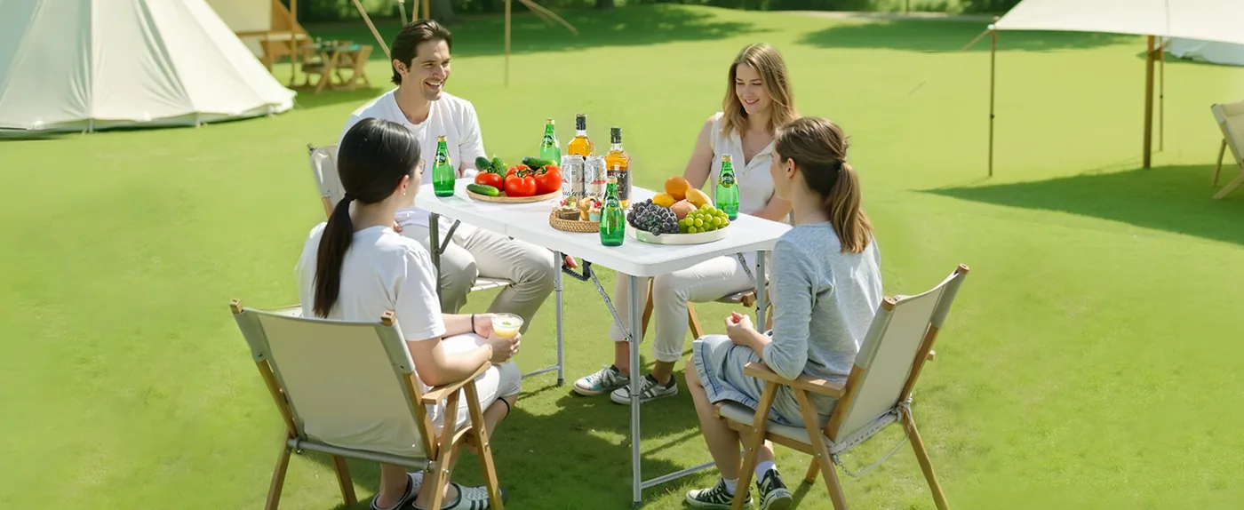 VEVOR Folding Table 4 ft White Picnic