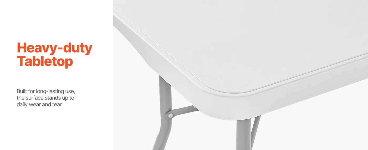 VEVOR Folding Table 6 ft White Durable Tabletop