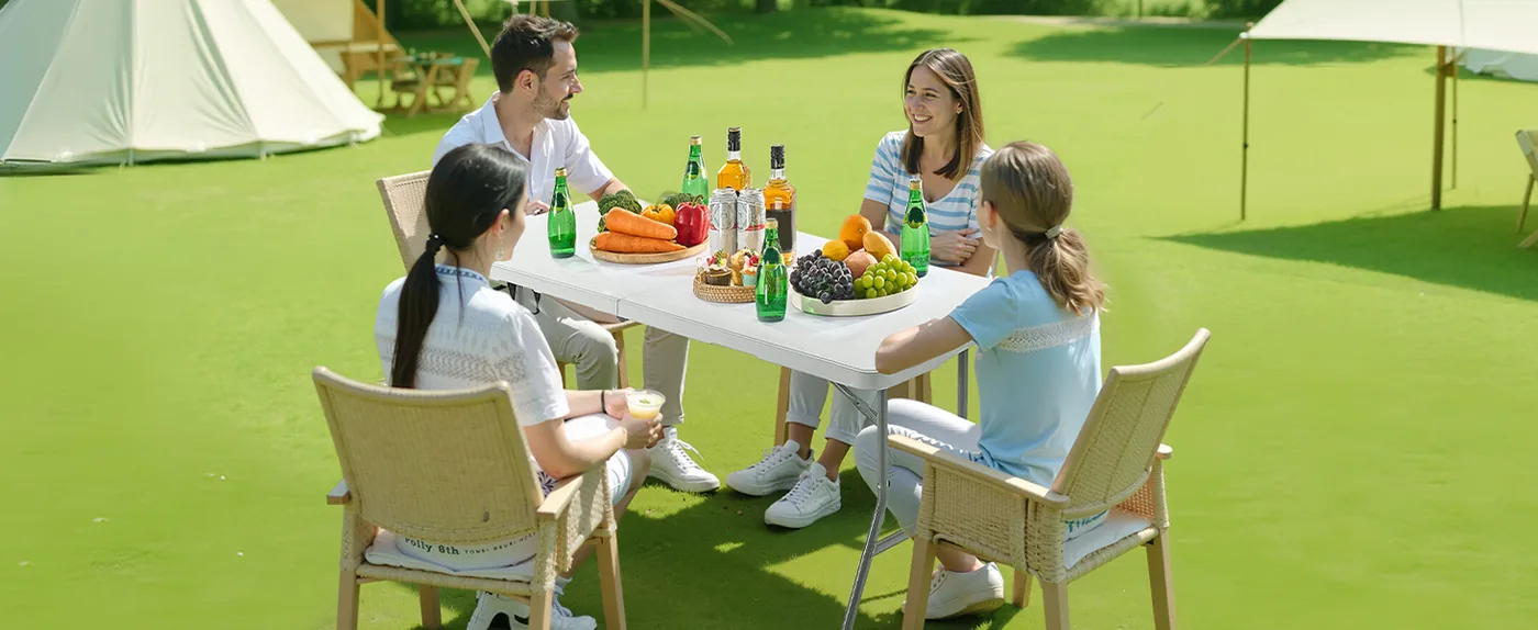 VEVOR Folding Table 6 ft White Picnic