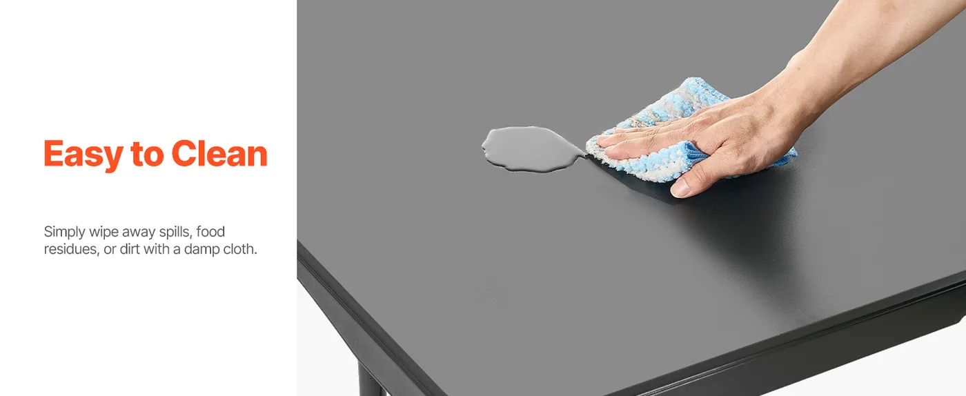 VEVOR Folding Table 6 ft Black Easy to Clean