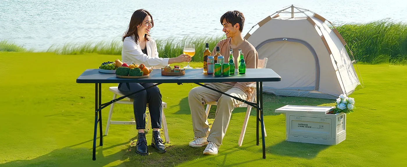 VEVOR Folding Table 6 ft Black Camping
