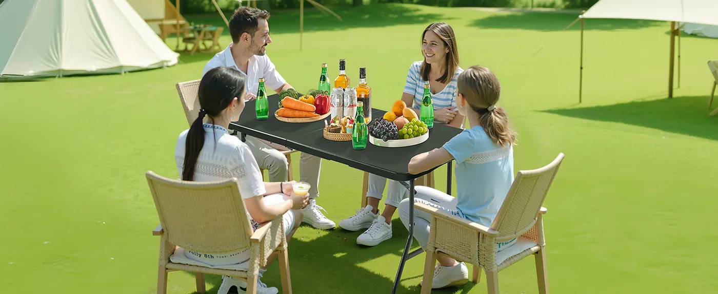 VEVOR Folding Table 6 ft Black Picnic