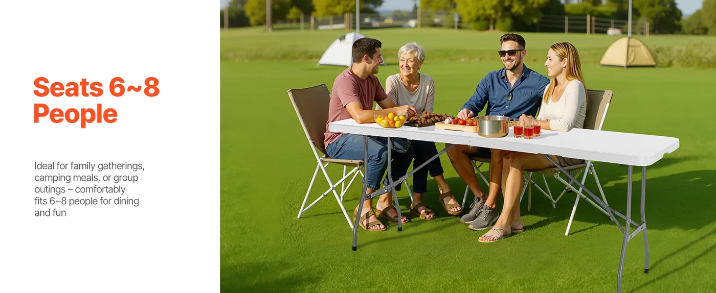 VEVOR Folding Table 8 ft White Large Space