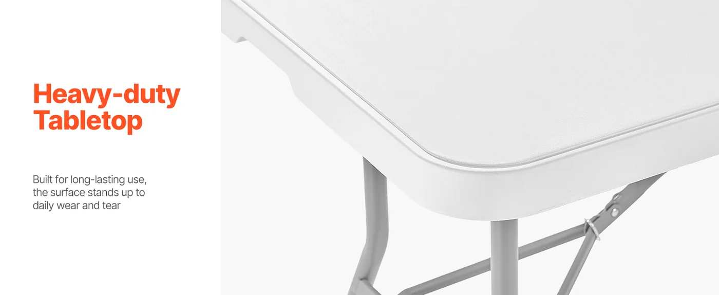 VEVOR Folding Table 8 ft White Durable Tabletop