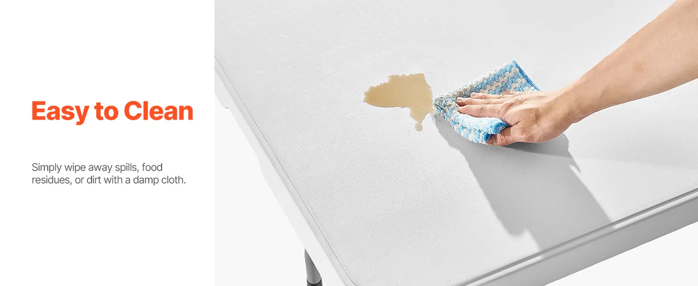 VEVOR Folding Table 8 ft White Easy to Clean