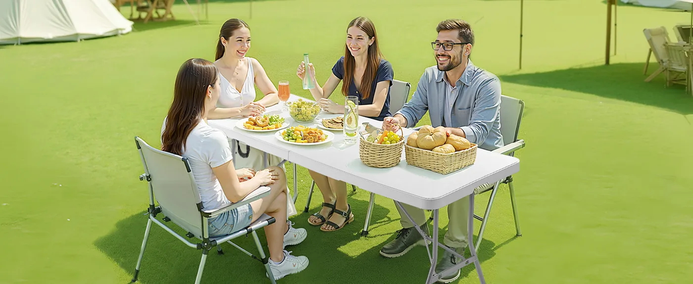VEVOR Folding Table 8 ft White Picnic