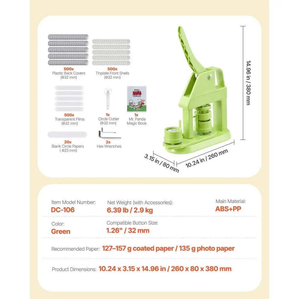 VEVOR Button Maker Machine 32mm Rotation 500pcs product image 7
