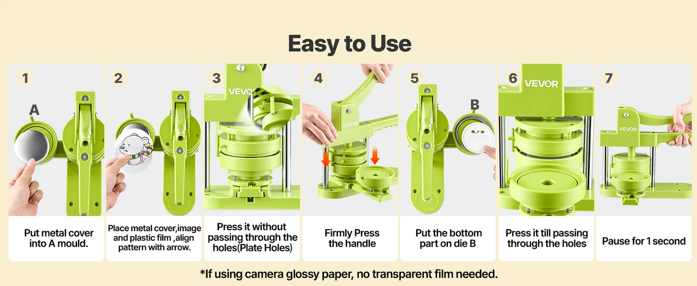 VEVOR Button Maker Machine 75mm Lateral movement 100pcs How to Use