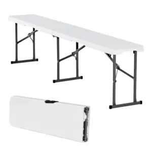 VEVOR Plastic Folding Bench White 1 PCS product image 1