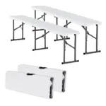VEVOR Plastic Folding Bench White 2 PCS product image 1