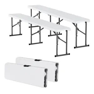 VEVOR Plastic Folding Bench White 2 PCS product image 1