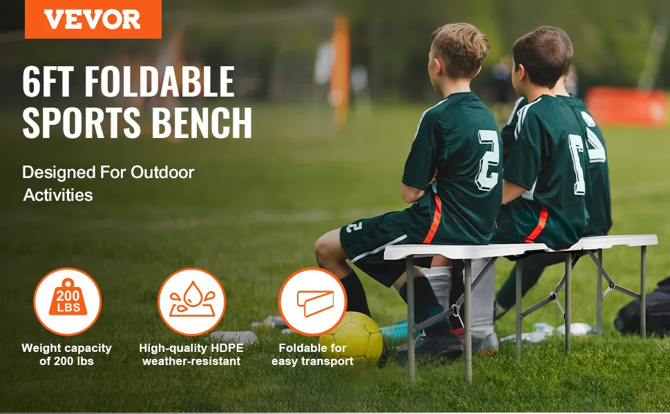 VEVOR Plastic Folding Bench White 2 PCS overview